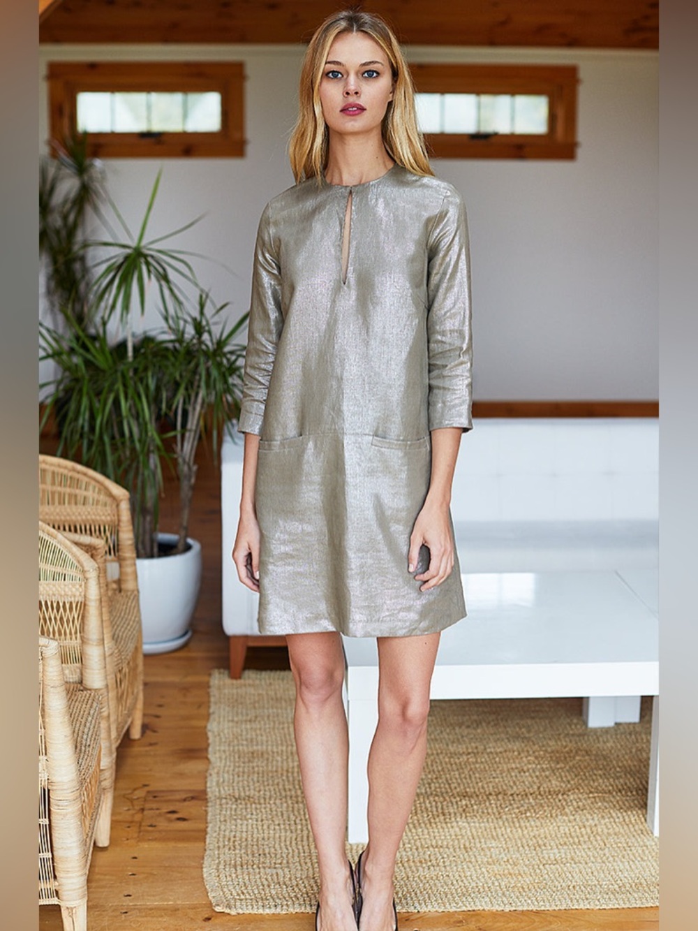 Emerson Fry Tuckernuck MOD DRESS - METALLIC LINEN Size small